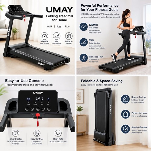 Umay folding treadmill 12km - treadmill, 12km/h